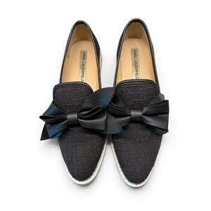 Karl Lagerfeld Wmns Black Textured Classie2 Slip On Sneakers/Loafers 7.5 w/Bow